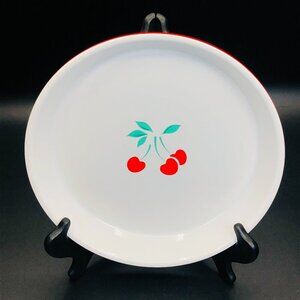 Vintage Jubilee Berries Cherry Pie Plate,  Red and White Ironstone Pastry Dish